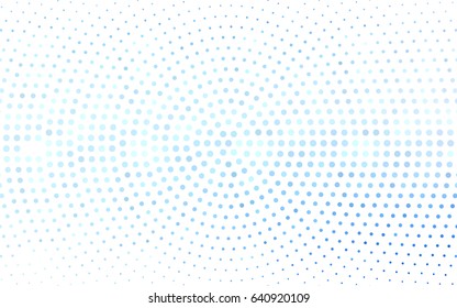 Light BLUE vector modern geometrical circle abstract background. Dotted texture template. Geometric pattern in halftone style with gradient. 