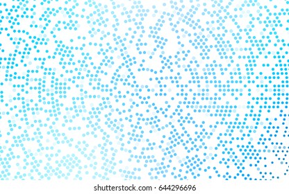 Light BLUE vector modern geometrical circle abstract background. Dotted texture template. Geometric pattern in halftone style with gradient. 