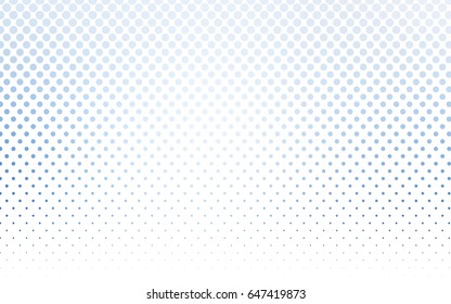 Light BLUE vector modern geometrical circle abstract background. Dotted texture template. Geometric pattern in halftone style with gradient. 