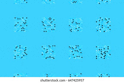 Light BLUE vector modern geometrical circle abstract background. Dotted texture template. Geometric pattern in halftone style with gradient. 