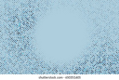 Light BLUE vector modern geometrical circle abstract background. Dotted texture template. Geometric pattern in halftone style with gradient. 