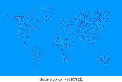 Light BLUE vector modern geometrical circle abstract background. Dotted texture template. Geometric pattern in halftone style with gradient. 