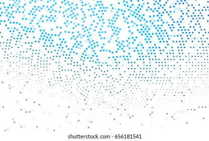 Light BLUE vector modern geometrical circle abstract background. Dotted texture template. Geometric pattern in halftone style with gradient. 