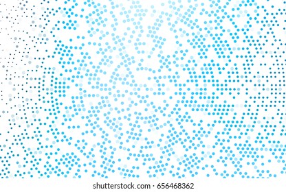Light BLUE vector modern geometrical circle abstract background. Dotted texture template. Geometric pattern in halftone style with gradient. 