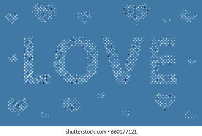 Light BLUE vector modern geometrical circle abstract background. Dotted texture template. Geometric pattern in halftone style with gradient. 