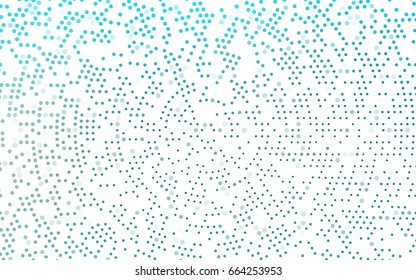 Light BLUE vector modern geometrical circle abstract background. Dotted texture template. Geometric pattern in halftone style with gradient. 