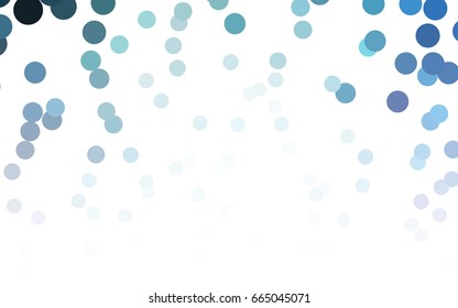 Light BLUE vector modern geometrical circle abstract background. Dotted texture template. Geometric pattern in halftone style with gradient. 