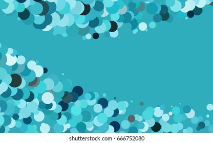 Light BLUE vector modern geometrical circle abstract background. Dotted texture template. Geometric pattern in halftone style with gradient. 