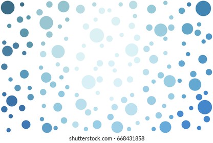 Light BLUE vector modern geometrical circle abstract background. Dotted texture template. Geometric pattern in halftone style with gradient. 