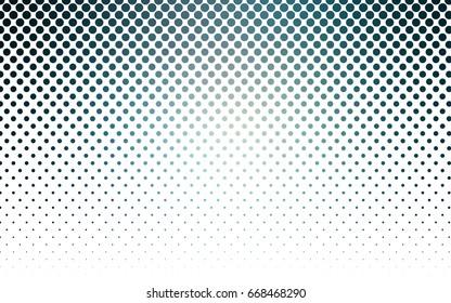 Light BLUE vector modern geometrical circle abstract background. Dotted texture template. Geometric pattern in halftone style with gradient. 