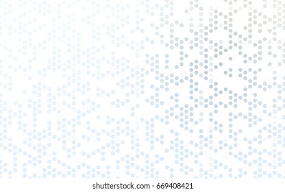 Light BLUE vector modern geometrical circle abstract background. Dotted texture template. Geometric pattern in halftone style with gradient. 