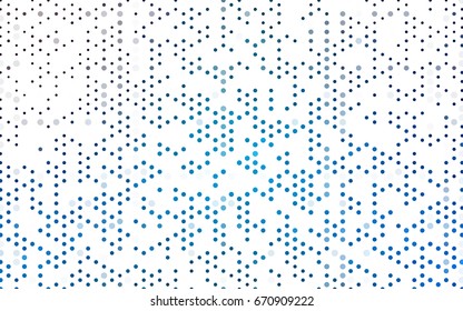 Light BLUE vector modern geometrical circle abstract background. Dotted texture template. Geometric pattern in halftone style with gradient. 