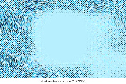 Light BLUE vector modern geometrical circle abstract background. Dotted texture template. Geometric pattern in halftone style with gradient. 