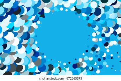Light BLUE vector modern geometrical circle abstract background. Dotted texture template. Geometric pattern in halftone style with gradient. 