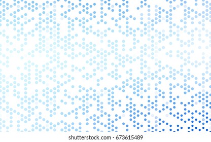 Light BLUE vector modern geometrical circle abstract background. Dotted texture template. Geometric pattern in halftone style with gradient. 