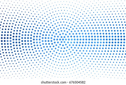 Light BLUE vector modern geometrical circle abstract background. Dotted texture template. Geometric pattern in halftone style with gradient. 