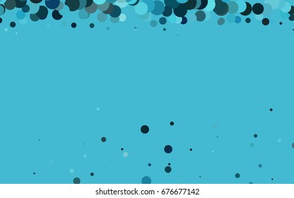 Light BLUE vector modern geometrical circle abstract background. Dotted texture template. Geometric pattern in halftone style with gradient. 