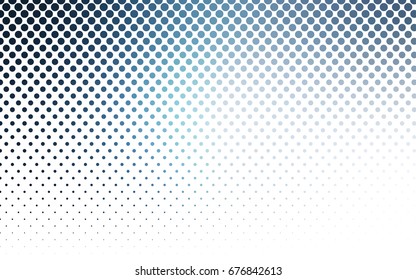 Light BLUE vector modern geometrical circle abstract background. Dotted texture template. Geometric pattern in halftone style with gradient. 