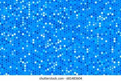 Light BLUE vector modern geometrical circle abstract background. Dotted texture template. Geometric pattern in halftone style with gradient. 
