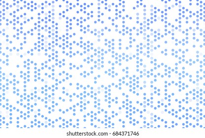 Light BLUE vector modern geometrical circle abstract background. Dotted texture template. Geometric pattern in halftone style with gradient. 