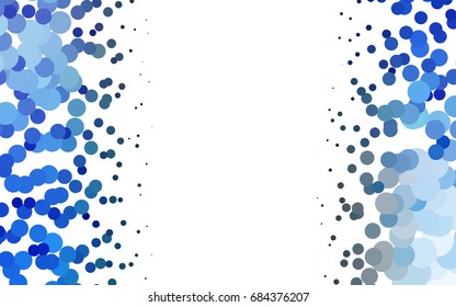 Light BLUE vector modern geometrical circle abstract background. Dotted texture template. Geometric pattern in halftone style with gradient. 