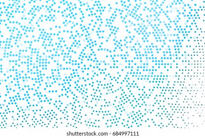 Light BLUE vector modern geometrical circle abstract background. Dotted texture template. Geometric pattern in halftone style with gradient. 