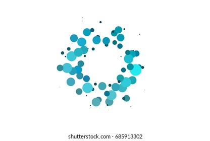 Light BLUE vector modern geometrical circle abstract background. Dotted texture template. Geometric pattern in halftone style with gradient. 