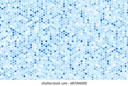 Light BLUE vector modern geometrical circle abstract background. Dotted texture template. Geometric pattern in halftone style with gradient. 