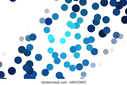 Light BLUE vector modern geometrical circle abstract background. Dotted texture template. Geometric pattern in halftone style with gradient. 