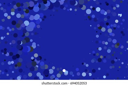 Light BLUE vector modern geometrical circle abstract background. Dotted texture template. Geometric pattern in halftone style with gradient. 