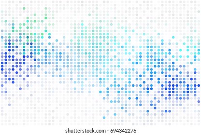 Light BLUE vector modern geometrical circle abstract background. Dotted texture template. Geometric pattern in halftone style with gradient. 