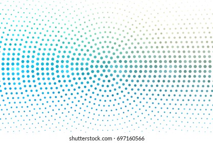 Light BLUE vector modern geometrical circle abstract background. Dotted texture template. Geometric pattern in halftone style with gradient. 