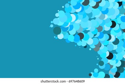Light BLUE vector modern geometrical circle abstract background. Dotted texture template. Geometric pattern in halftone style with gradient. 