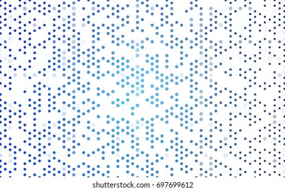 Light BLUE vector modern geometrical circle abstract background. Dotted texture template. Geometric pattern in halftone style with gradient. 