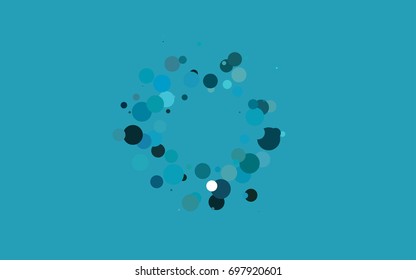 Light BLUE vector modern geometrical circle abstract background. Dotted texture template. Geometric pattern in halftone style with gradient. 