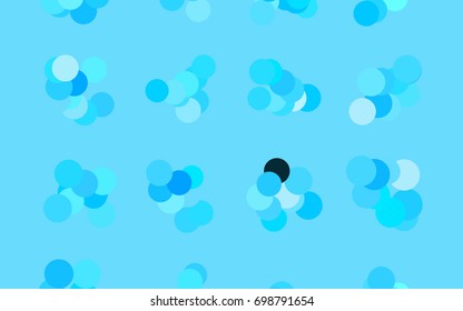 Light BLUE vector modern geometrical circle abstract background. Dotted texture template. Geometric pattern in halftone style with gradient. 