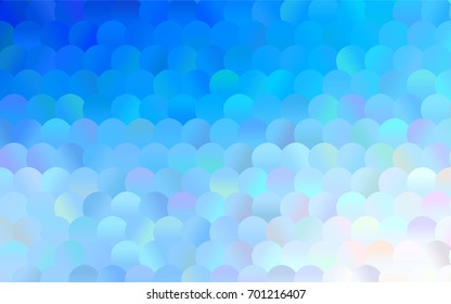 Light BLUE vector modern geometrical circle abstract background. Dotted texture template. Geometric pattern in halftone style with gradient. 