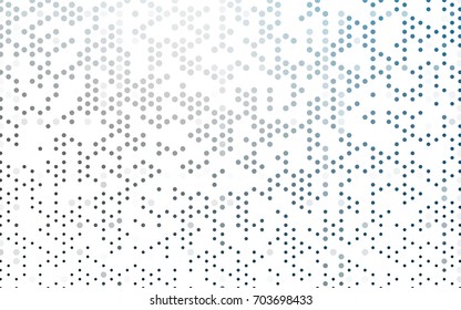 Light BLUE vector modern geometrical circle abstract background. Dotted texture template. Geometric pattern in halftone style with gradient. 