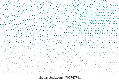 Light BLUE vector modern geometrical circle abstract background. Dotted texture template. Geometric pattern in halftone style with gradient. 