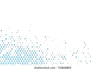 Light BLUE vector modern geometrical circle abstract background. Dotted texture template. Geometric pattern in halftone style with gradient. 