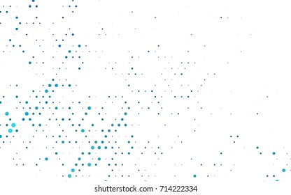 Light BLUE vector modern geometrical circle abstract background. Dotted texture template. Geometric pattern in halftone style with gradient. 