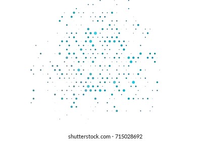 Light BLUE vector modern geometrical circle abstract background. Dotted texture template. Geometric pattern in halftone style with gradient. 