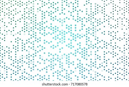 Light BLUE vector modern geometrical circle abstract background. Dotted texture template. Geometric pattern in halftone style with gradient. 