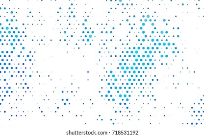 Light BLUE vector modern geometrical circle abstract background. Dotted texture template. Geometric pattern in halftone style with gradient. 