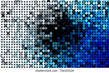 Light BLUE vector modern geometrical circle abstract background. Dotted texture template. Geometric pattern in halftone style with gradient. 