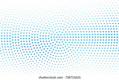 Light BLUE vector modern geometrical circle abstract background. Dotted texture template. Geometric pattern in halftone style with gradient. 
