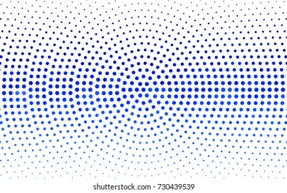 Light BLUE vector modern geometrical circle abstract background. Dotted texture template. Geometric pattern in halftone style with gradient. 