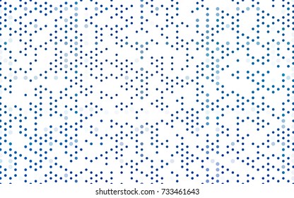 Light BLUE vector modern geometrical circle abstract background. Dotted texture template. Geometric pattern in halftone style with gradient. 
