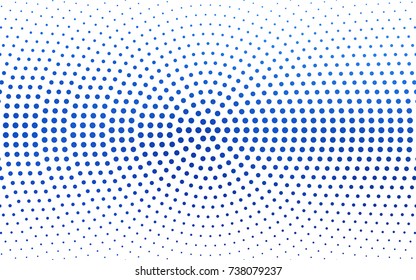 Light BLUE vector modern geometrical circle abstract background. Dotted texture template. Geometric pattern in halftone style with gradient. 