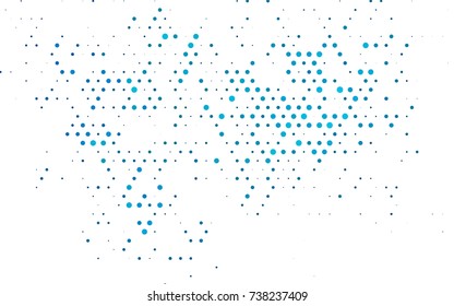 Light BLUE vector modern geometrical circle abstract background. Dotted texture template. Geometric pattern in halftone style with gradient. 